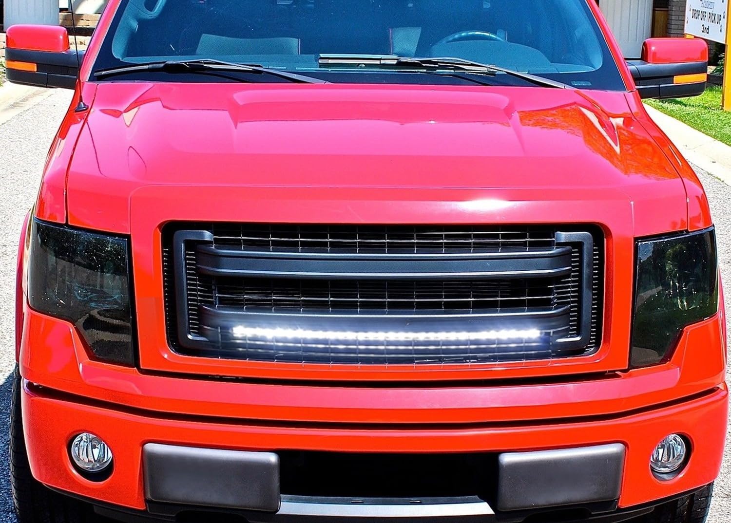 iJDMTOY Behind Grille Mount 30-Inch LED Light Bar Kit Compatible with Ford F150 (2009-2014), Includes (1) 150W High Power LED Lightbar, Mesh Grill Mounting Brackets & On/Off Switch Wiring Kit