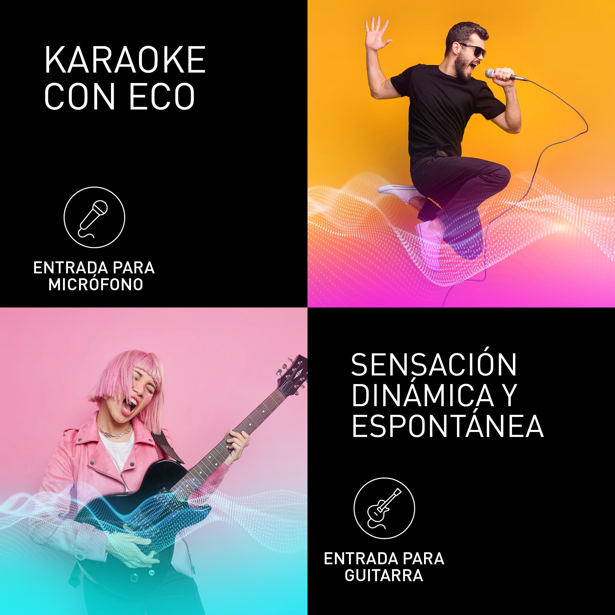 Panasonic SC-BMAX5E-K Altavoz Portátil para Fiestas con Bluetooth, Luces Integradas, 75 W, USB, Entrada Óptica para TV, Entradas de Guitarra y Micrófono para Karaoke, Negro