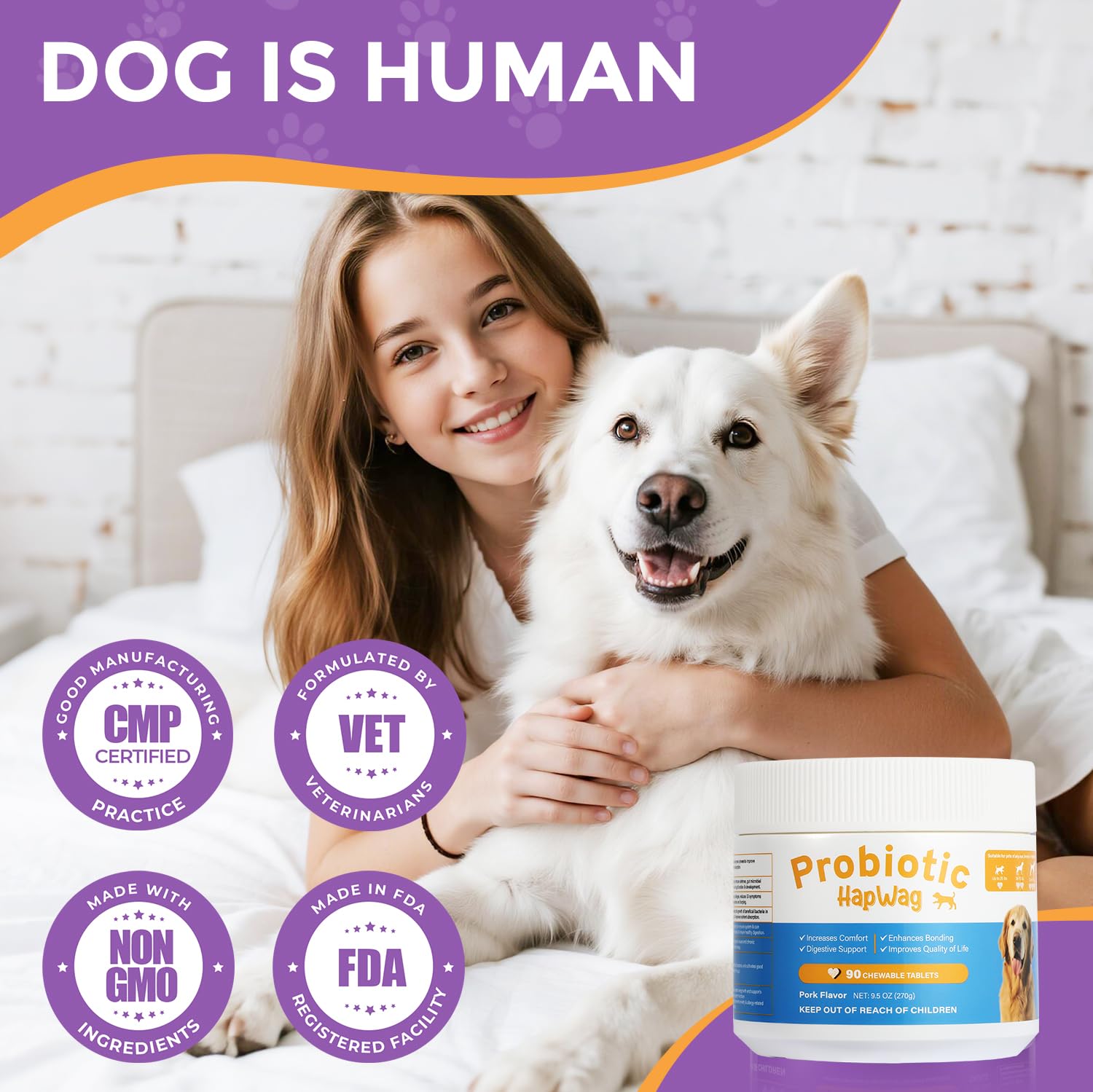 Dog Allergy and Immune Relief Chews - Probiotics for All Breeds and Ages Dogs, Support Gut Digestive Health, Anti Diarrhea, Constipation Relief, Dog Supplements - Pork Flavor - 90 Soft Chews - image 3