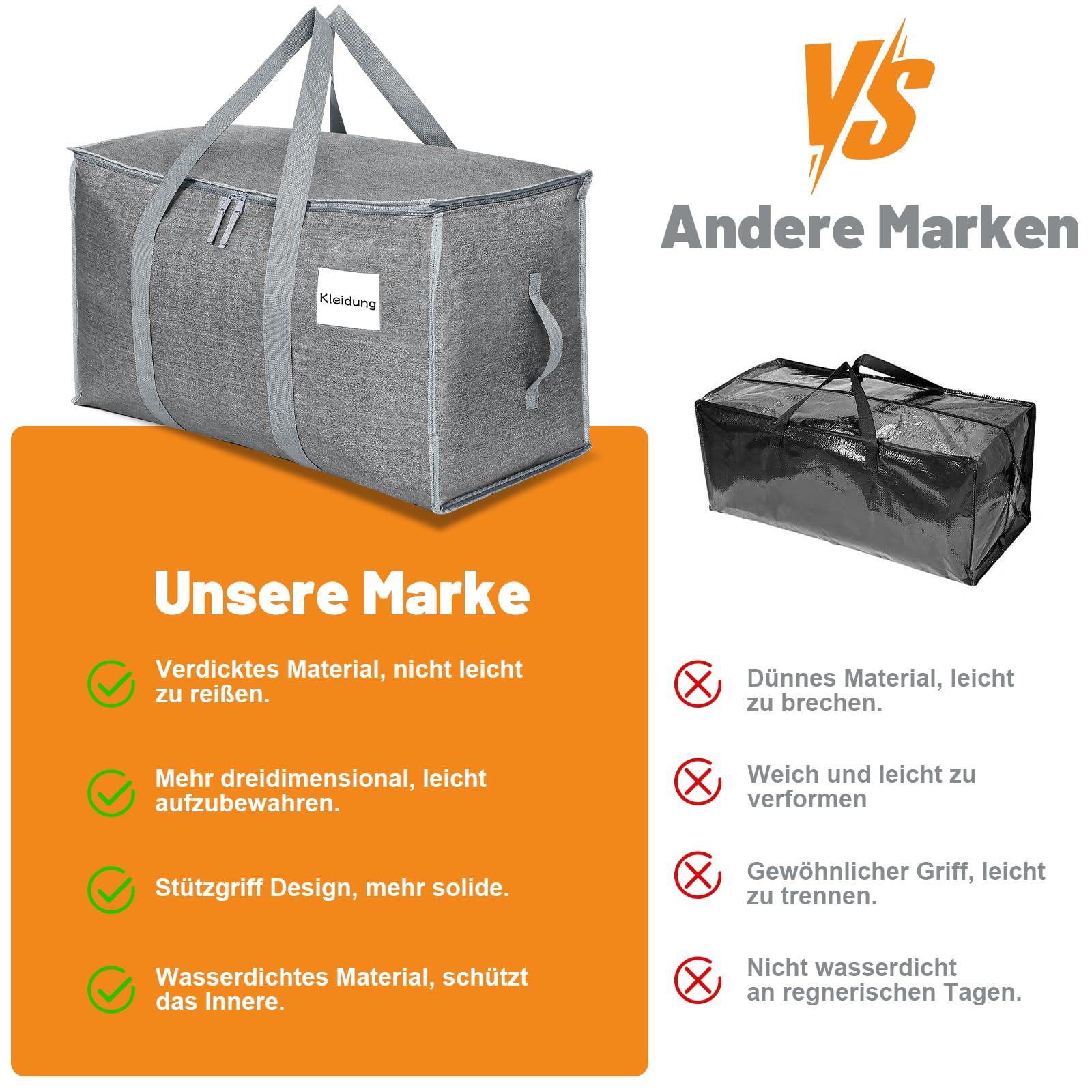 6 Stück Transparente Aufbewahrungstaschen 91L - Mit Reißverschluss Wasserdicht