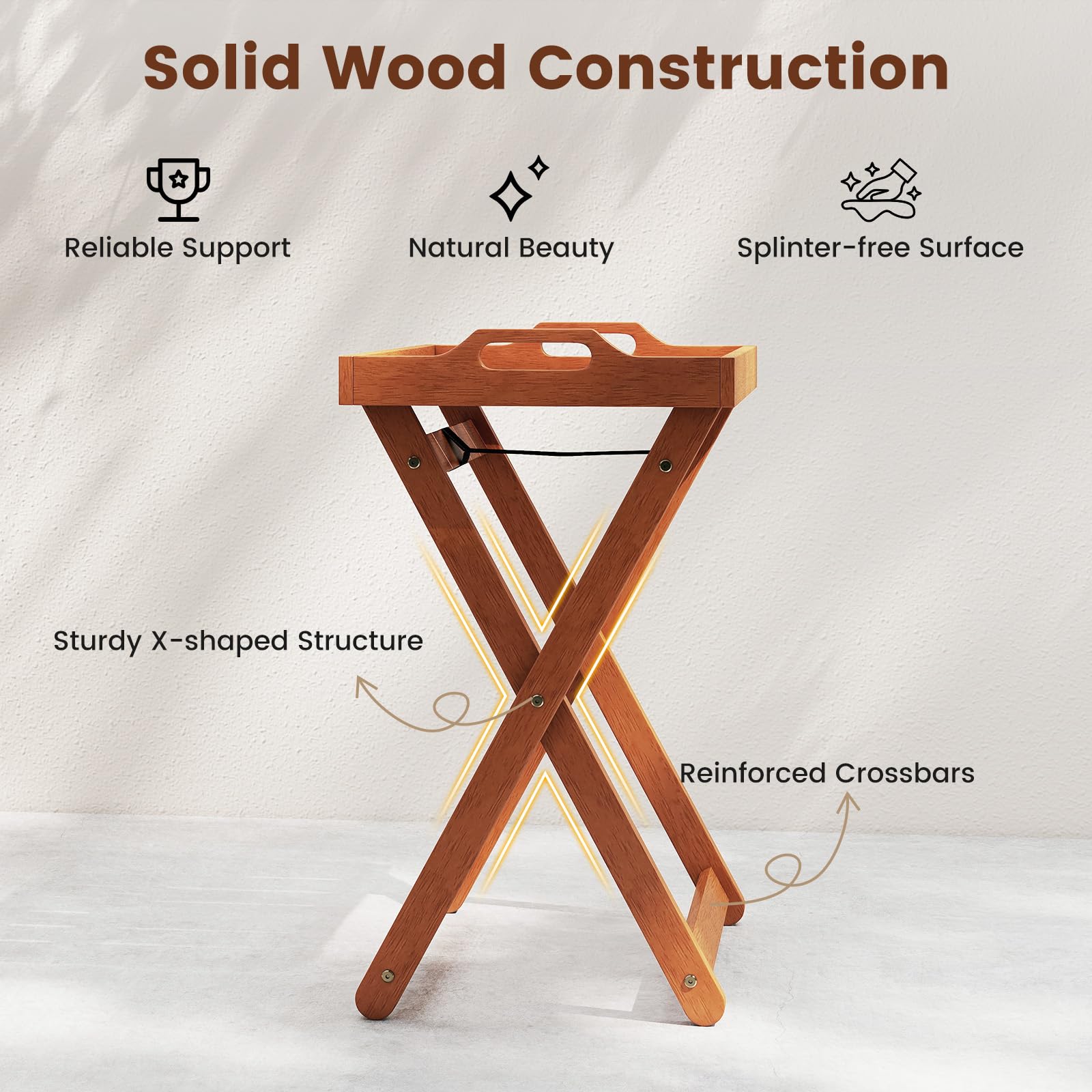 Amazon.com: Tangkula Outdoor Wood Tray Table, Patio Portable Side
