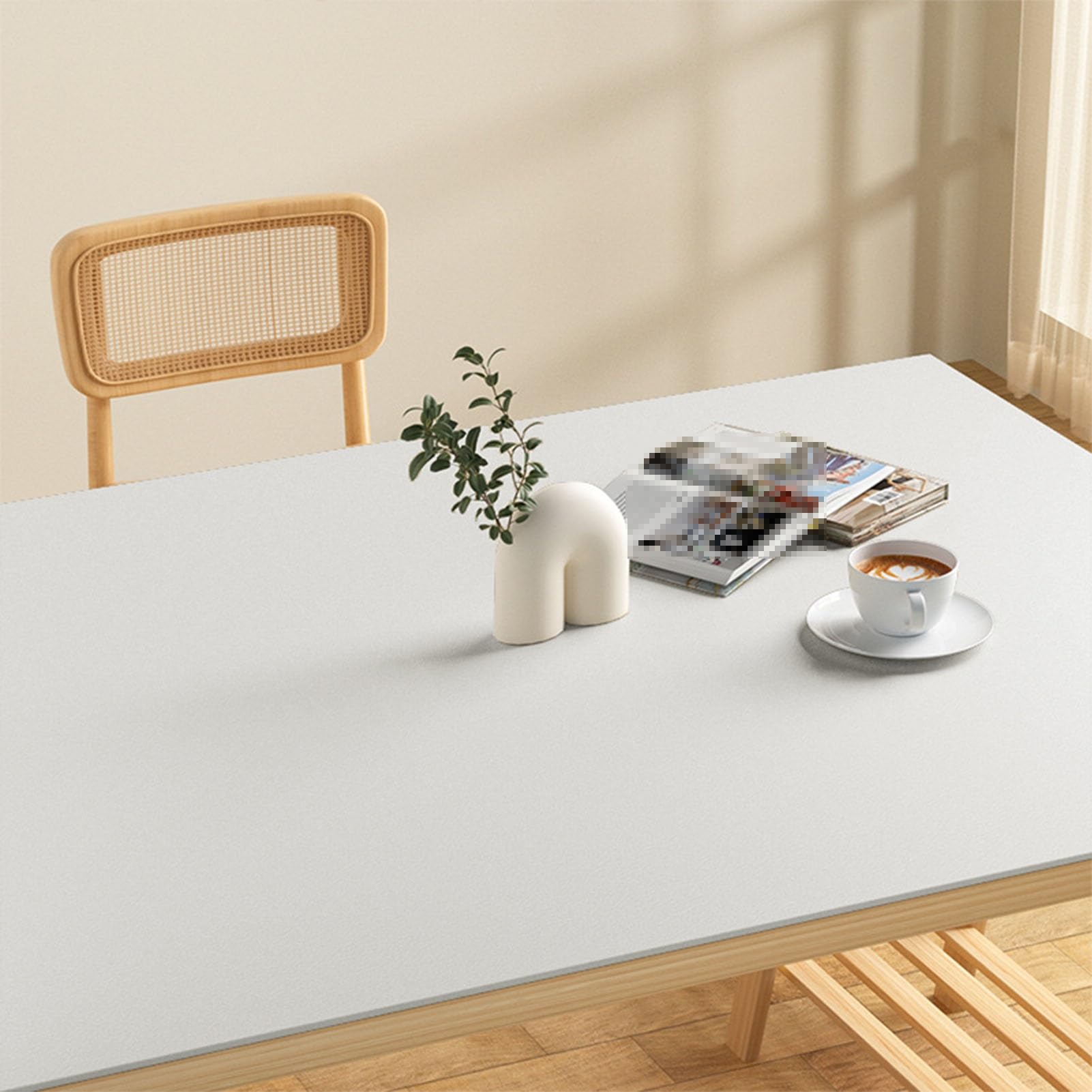 Leather Desk Pad Waterproof Non-Slip Office Desk Mat, Rectangle Computer Desk Protector Mat for Office and Home(White,60x140cm)