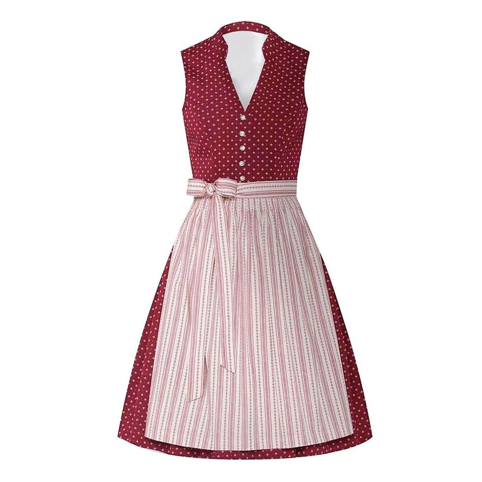 Generisch Damen Trachten Dirndl Kleid Midi Dirndl Set Midi Trachtenkleid Set Damen Dirndl Elegantes Damen Midi Dirndl Set für Oktoberfest Karneval Teenager Kleider Mädchen