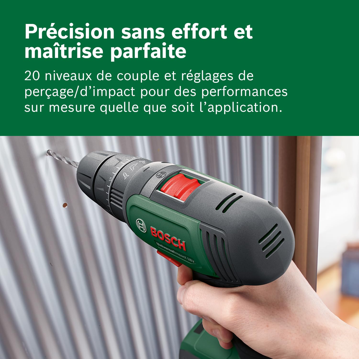 Bosch perceuse à percussion sans fil UniversalImpact 18V (2 Batteries, système 18 V, dans Coffret de Transport)