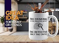 Vista 2 de Taza de café detective de 15 onzas, color blanco