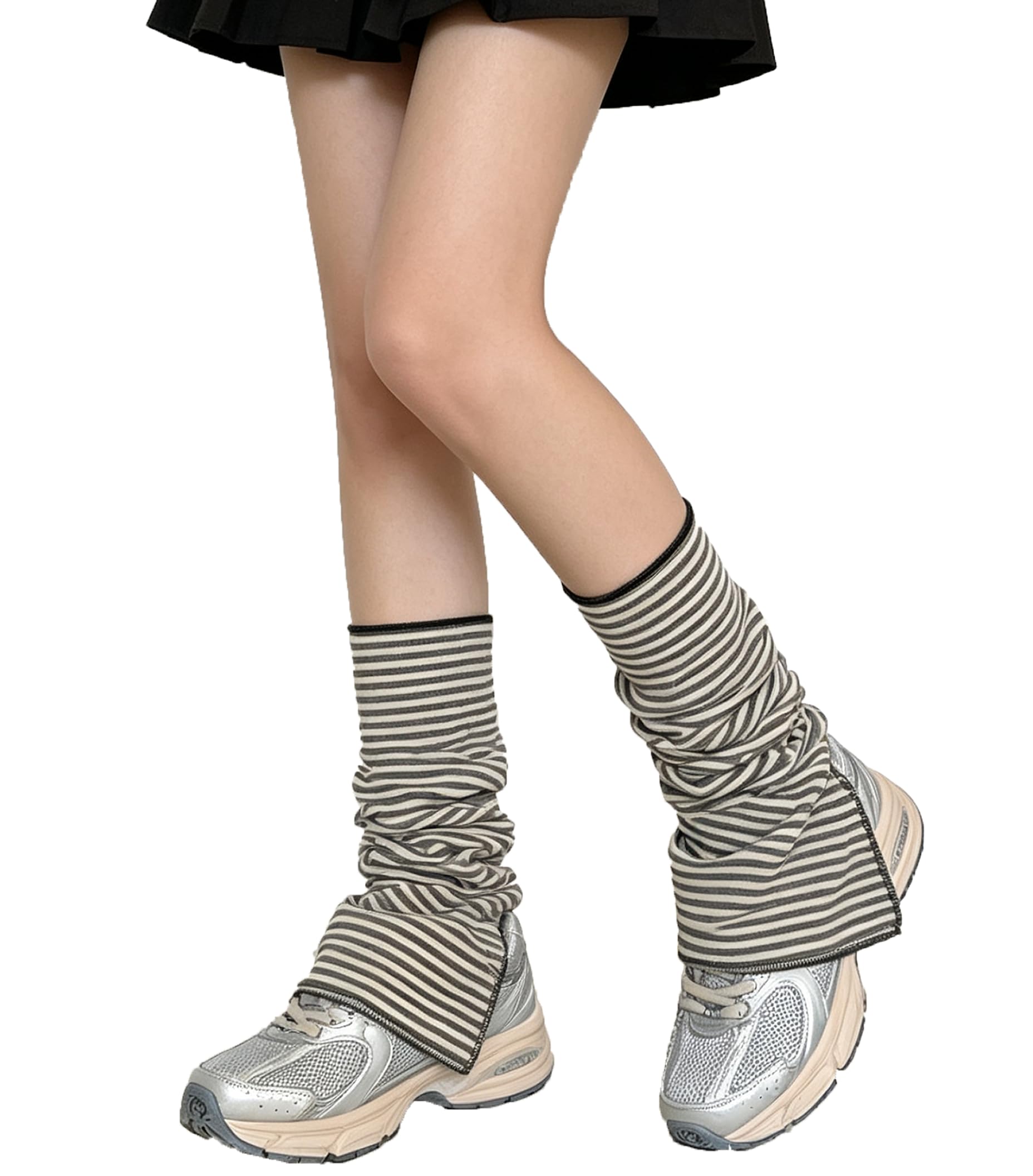 SherryDC Womens Y2k Knit Leg Warmers Harajuku Japanese Long Boot Socks Kawaii Lolita Winter Leg Cover
