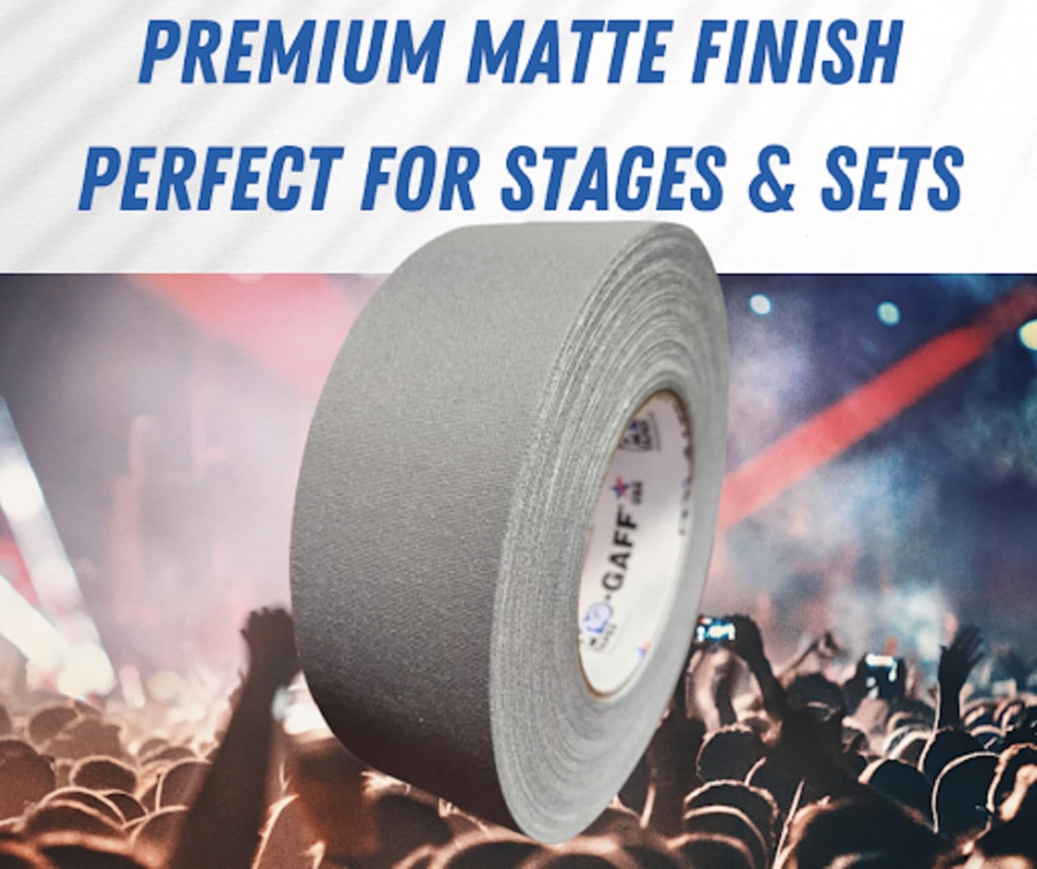 ProTapes Pro Gaff Premium Matte Cloth Gaffer's Tape with Rubber Adhesive, 11 mils Thick, 55 yds Length, 2" Width, Dark Grey