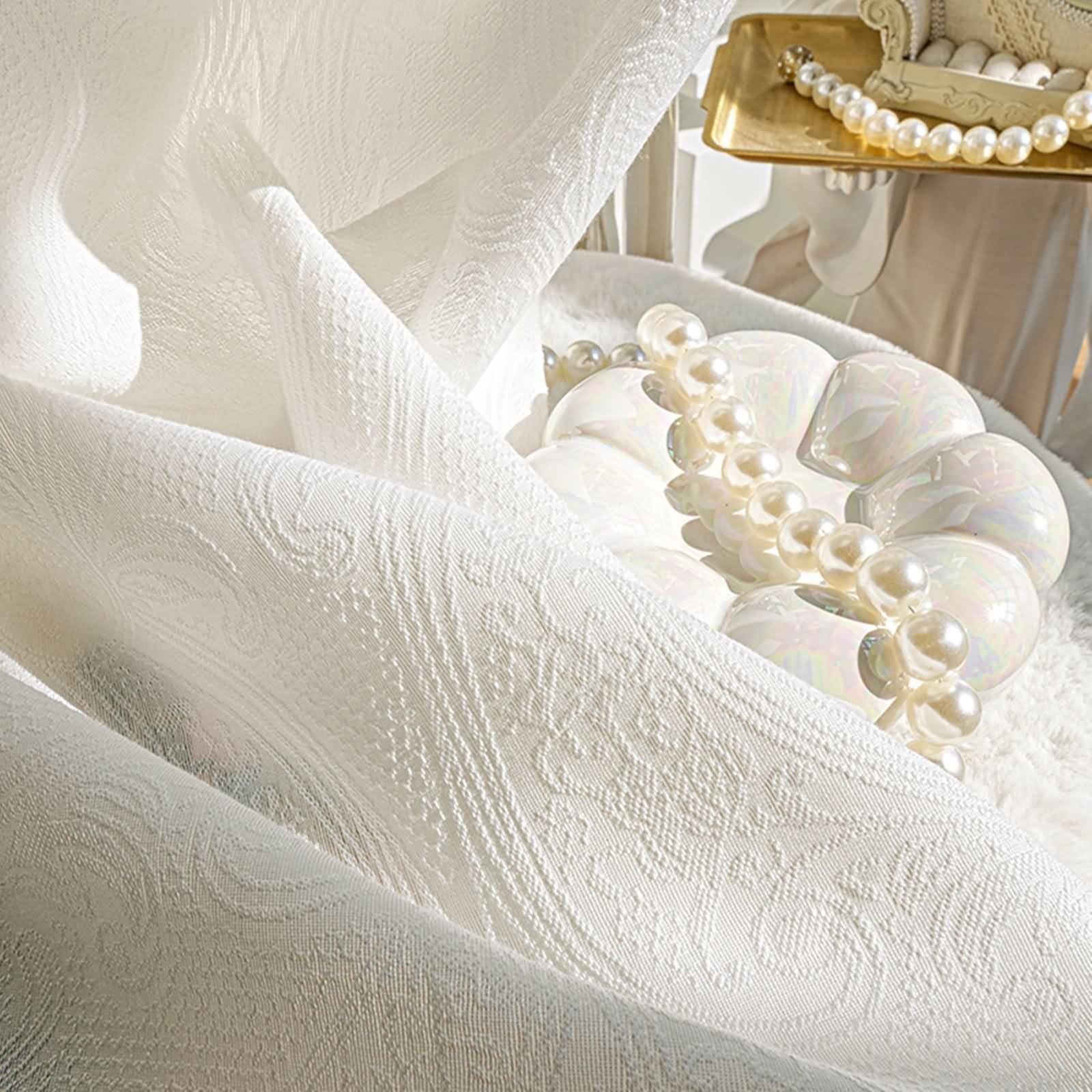 Rideau Voilage Blanc, Rideau Fenetre Longue Polyester Coton Couleur Unie Lot de 2 LxH 102x244cm