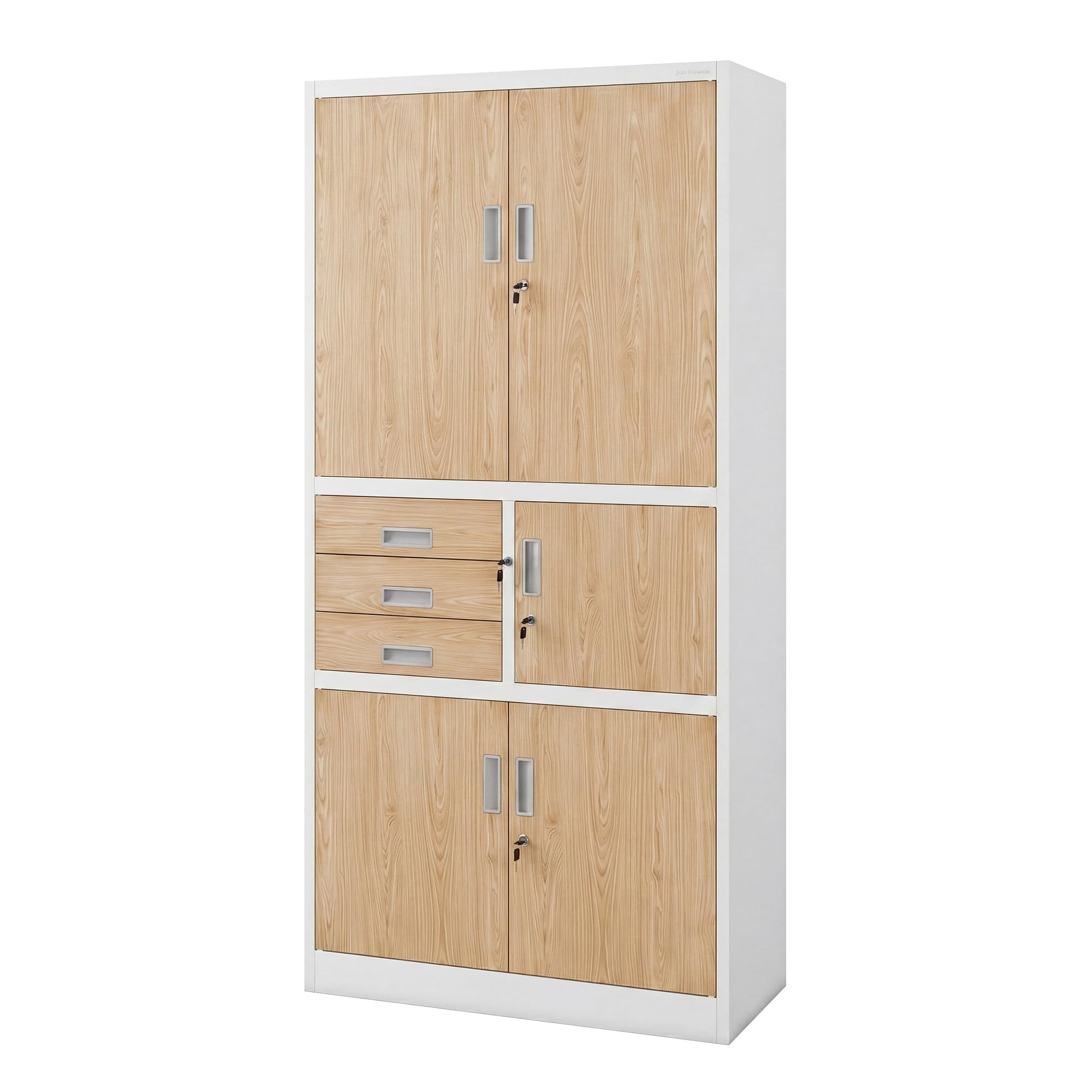 Jan Nowak Aktenschrank Metallschrank Büroschrank mit Tresor Zahlenschloss Schubladen abschließbar Stahlschrank Büro Ordnerschrank Lagerschrank für Aktenordner Dokumente 185 x 90 x 40 cm