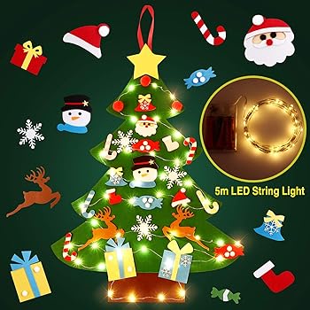 Regali Di Natale Fai Da Te Per Bambini.Soledi Albero Di Natale In Feltro Per Bambini Eco Friendly Albero Natale Feltro Decorazione Parete Giocattolo Educativo Fai Da Te Con 50 Led Catene Luminose Regali Natale Nuovo Anno Dei Bambini Amazon It Casa