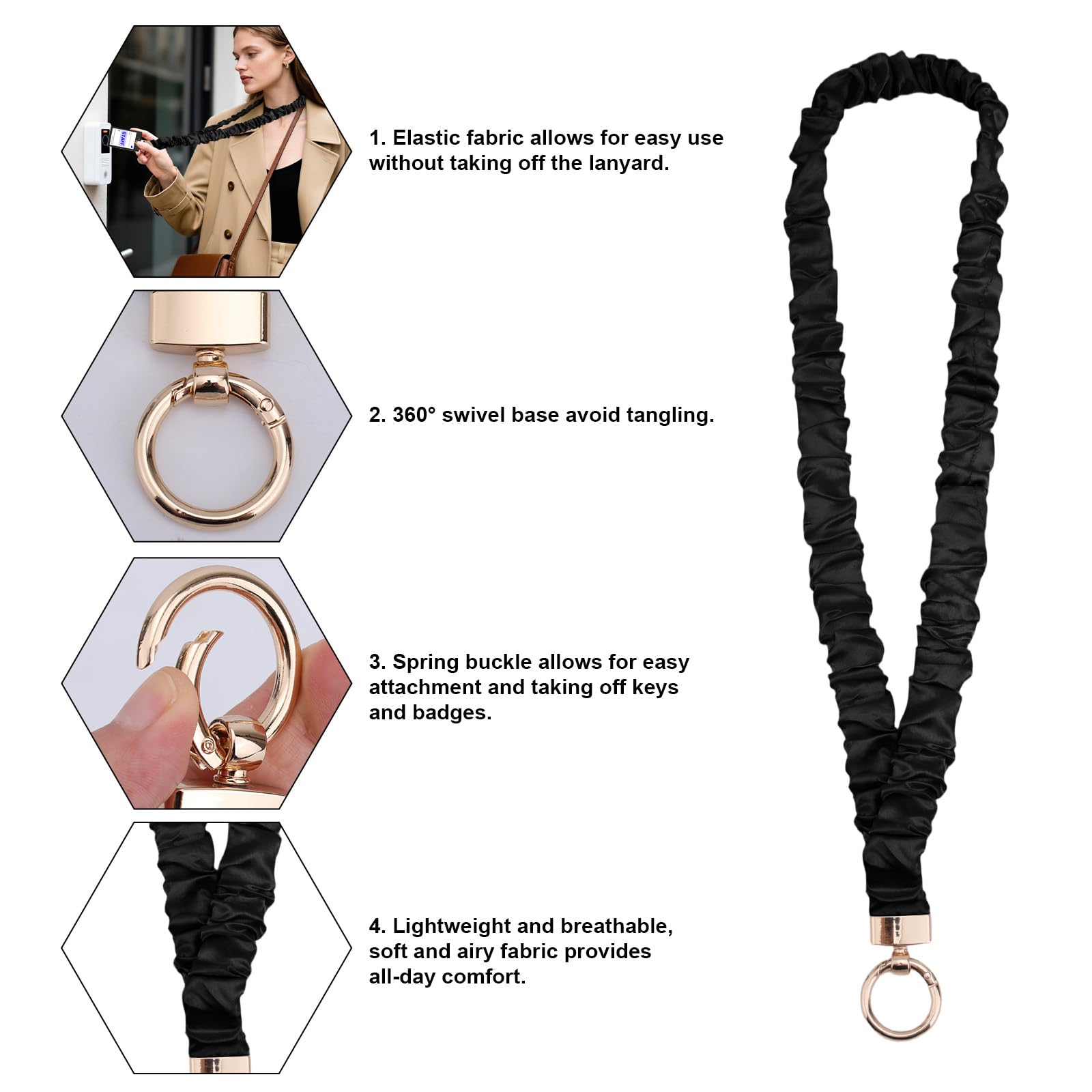 Stretchy Scrunchie Lanyard For ID Badges & Keys - With - View #10