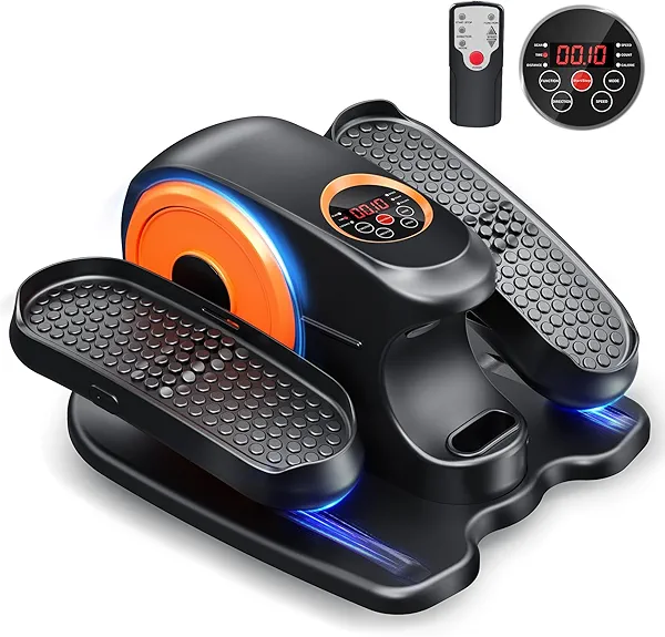 Under Desk Elliptical Machine, 2-in-1 Electric Ellipse Leg Exerciser for Seniors, Quiet & Compact Pedal Exerciser with Remote, 12 Speed Elliptical Exercise Machine for Home Office
