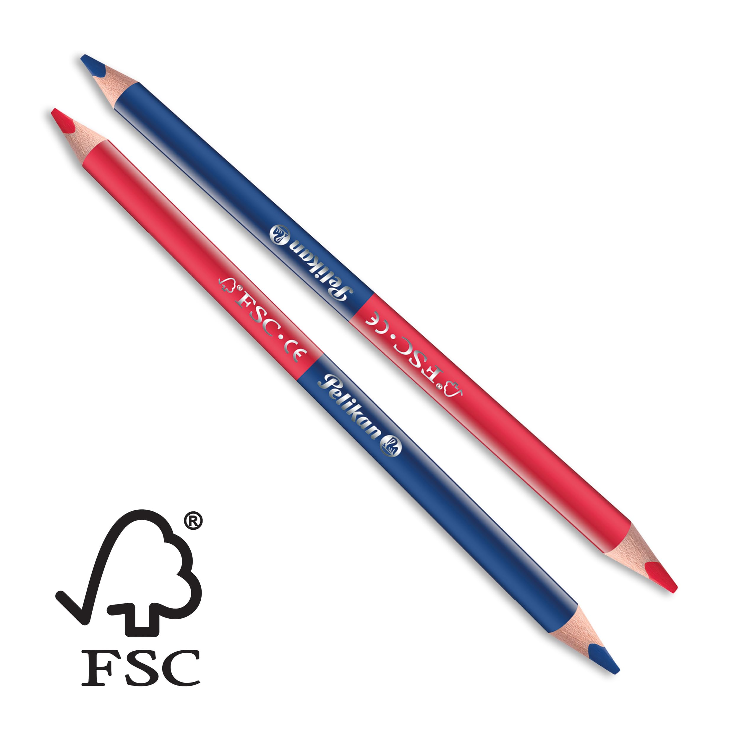 Pelikan Matita Bicolore Rossa Blu 4 mm Impugnatura Ergonomica Triangolare 2 Pezzi