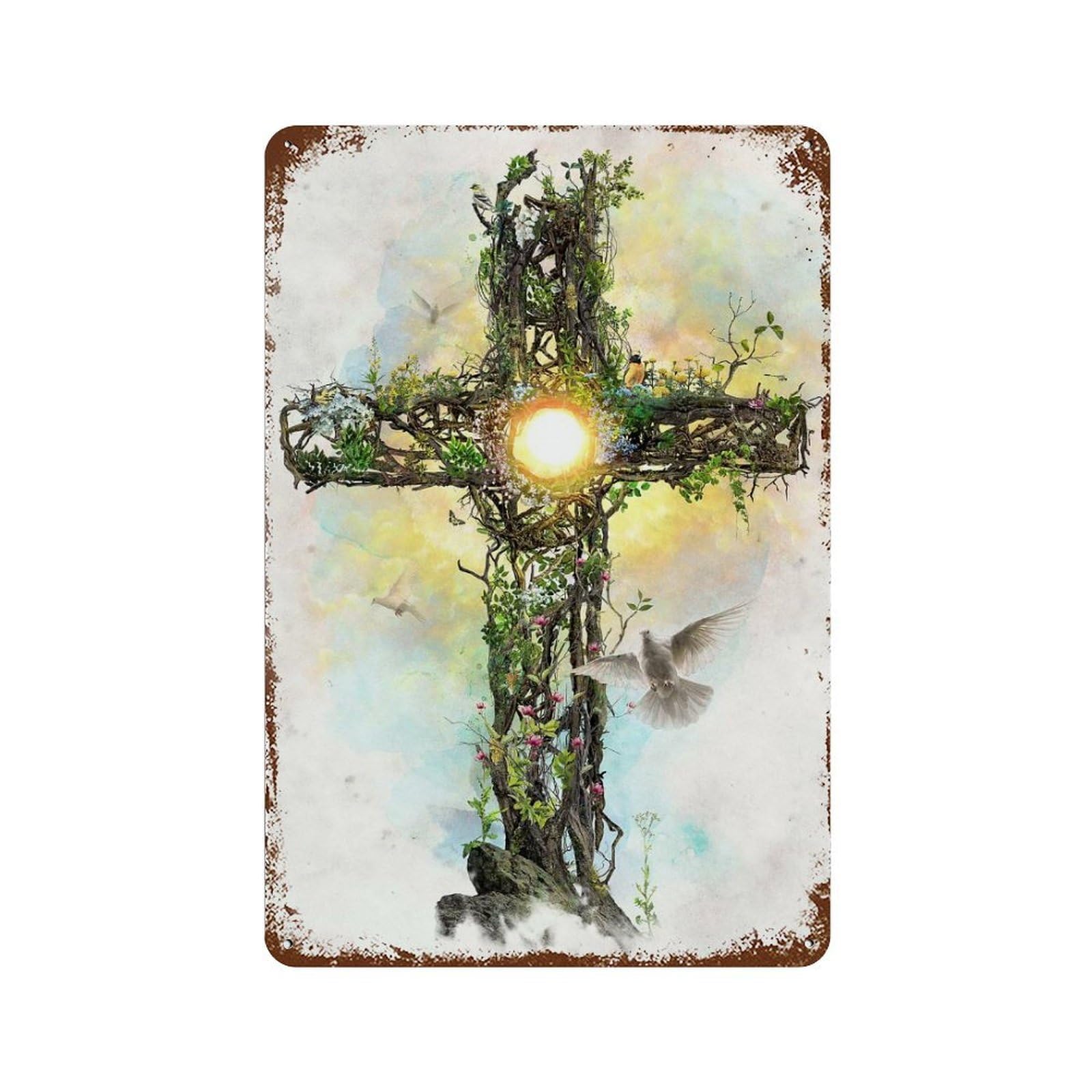 The Cross Retro Metal Sign 11.8"x7.9", for Bistro, Counter And Cafe Decor, Rustic Home Decor