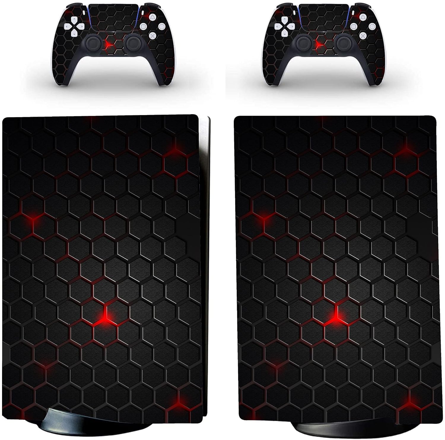 Fire Design UV 3M Vinyl Sticker Decals for PlayStation 5 Disk Version Console and Two Dual Sense 5 Sticker Skins Black PS5 Skin Console and Controller Design [Video Game]-image-47