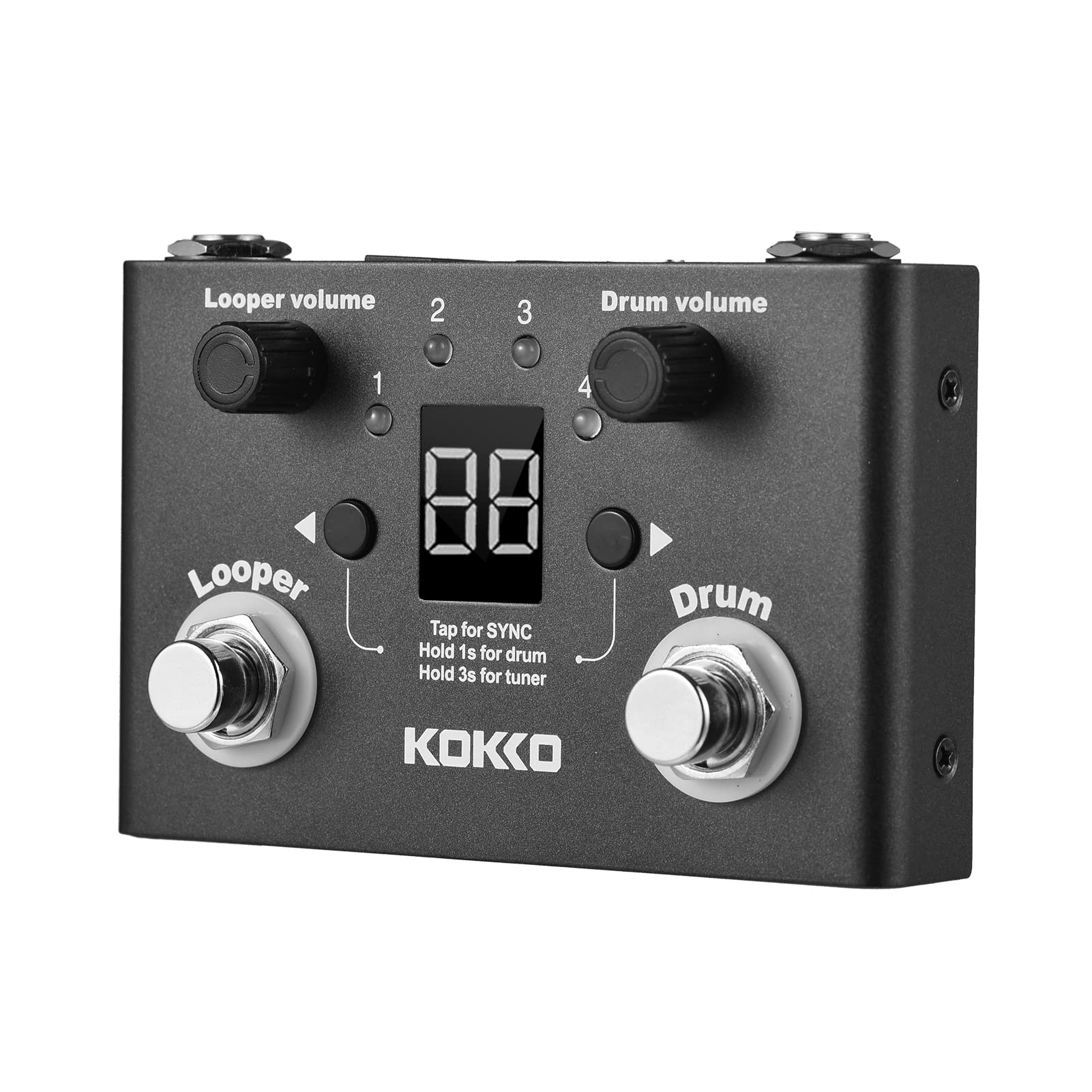 Domary Pedale Drum Looper con 30 Tipi di Batteria, 4 Slot Loop, Registrazione 11 Minuti, Girapagina BT, Accordatore per Tastiera Chitarra Basso