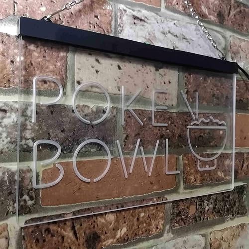 Miniatura 4 de ADVPRO Poke Bowl Hawaiian Dish - Letrero de neón LED de doble color, verde y azul, 24 x 16 pulgadas, st6s64-i3352-gb