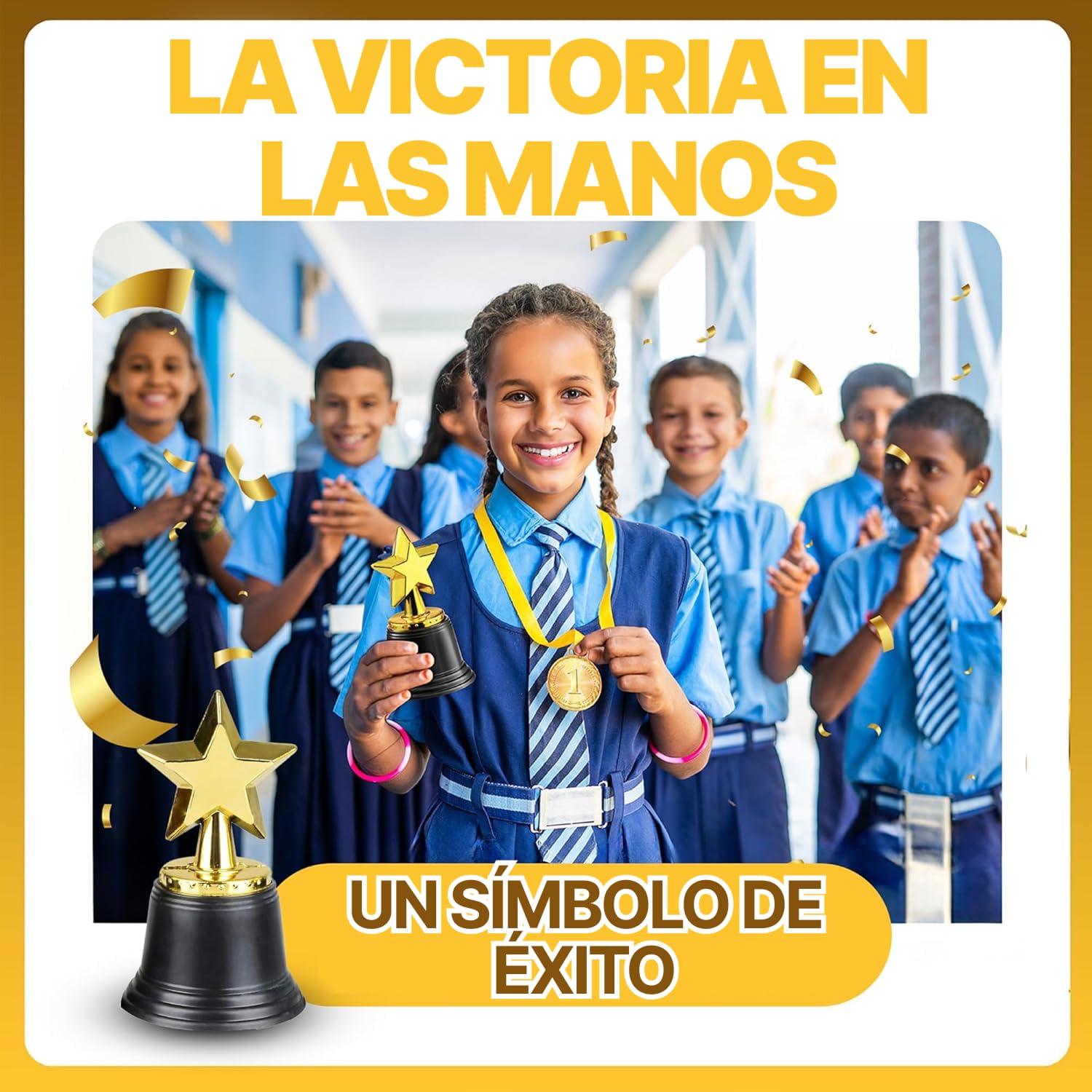 Bedwina Star Trophy 12-pack – Dorados 11,4 cm, Premios para Niños y Adultos, Concursos, Eventos Deportivos