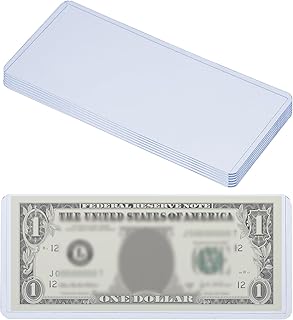 PATIKIL Dollar Bill Holders Transparent Money Sleeves Clear Currency PVC Protectors, 6 Pcs Top-Insert Hard Plastic Cash Holder Waterproof for Banknotes Stamp Collecting, 6.8 x 3" Blue