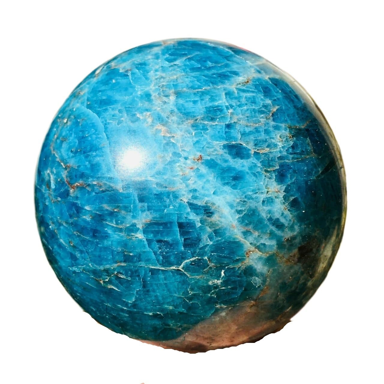 AARTERZZA 1pc 800-850g Blue Apatite Ball Sphere Quartz Crystal