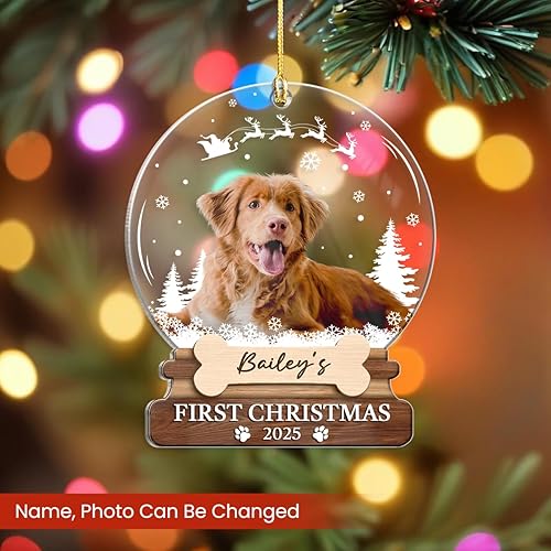 Vista 15 de SANDJEST Adornos personalizados de cerámica con foto personalizada para cachorros de primera Navidad 2024 para amantes de los perros, corazones