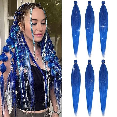 AGO Cabello trenzado preestirado de 28 pulgadas, mezcla de oropel para trenzar con agua caliente, Yaki lacio sintético (28 pulgadas (paquete de 6),