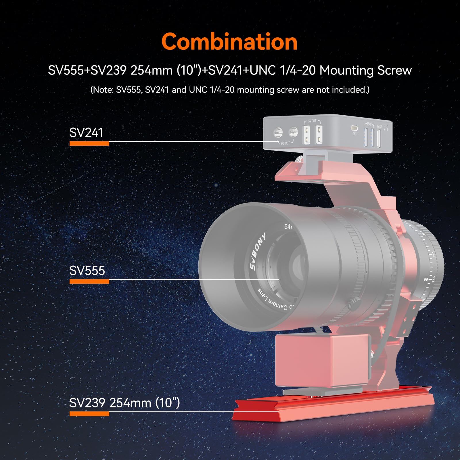 Svbony SV239 Plaque à Queue d'aronde pour Télescope, Compatible avec Vixen/Synta et Arca-Swiss, 254mm et Plusieurs Trous de Vis, Accessoire pour Télescope pour l'observation Astronomique