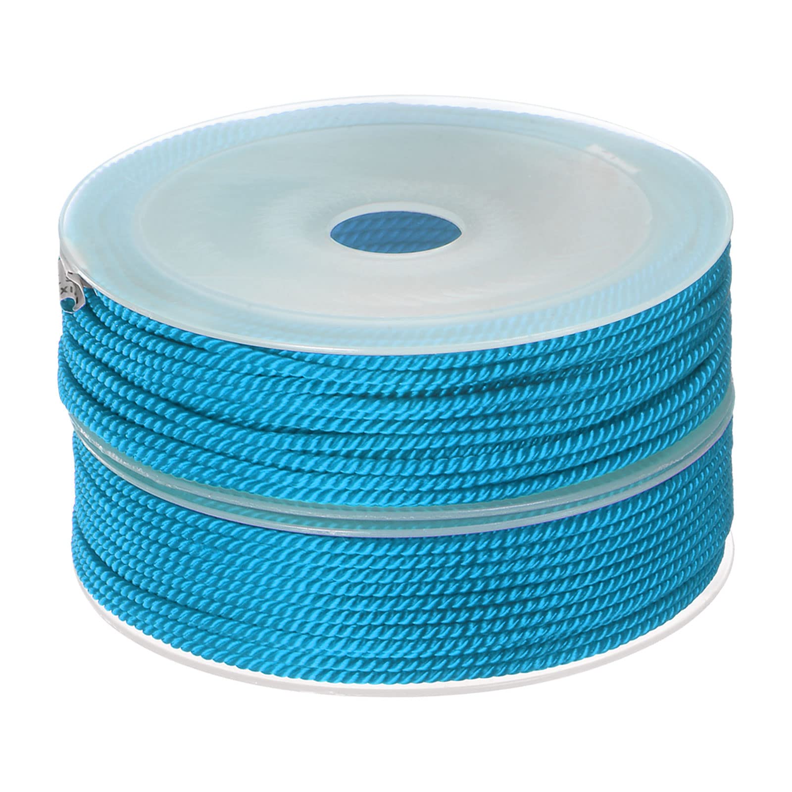 sourcing map 2pcs Twisted Nylon Twine Thread Beading Cord 2mm 13M/43 Feet Extra-Strong Braided Nylon String for Crafting Bracelets Jewelry Making, Bright Blue