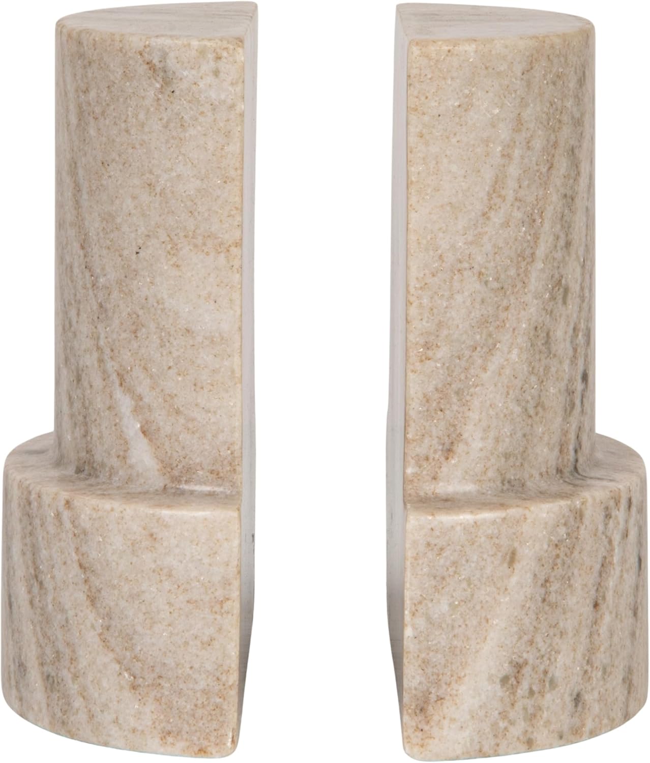 Bloomingville 2-Piece Marble Bookends, Beige