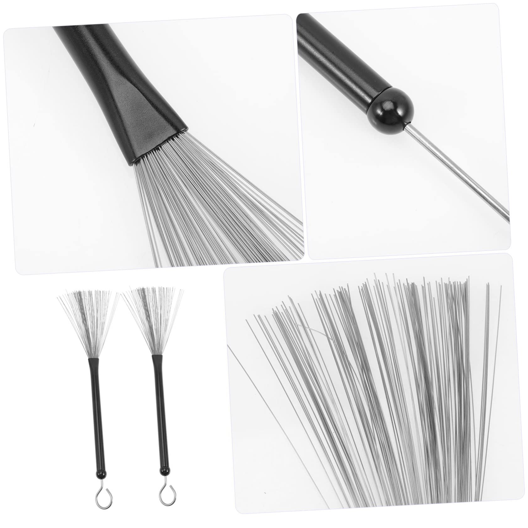 Totority Professional Drum Set Accessory: Metal Drum Brush Wire Bristles Comfort Grip for Drums