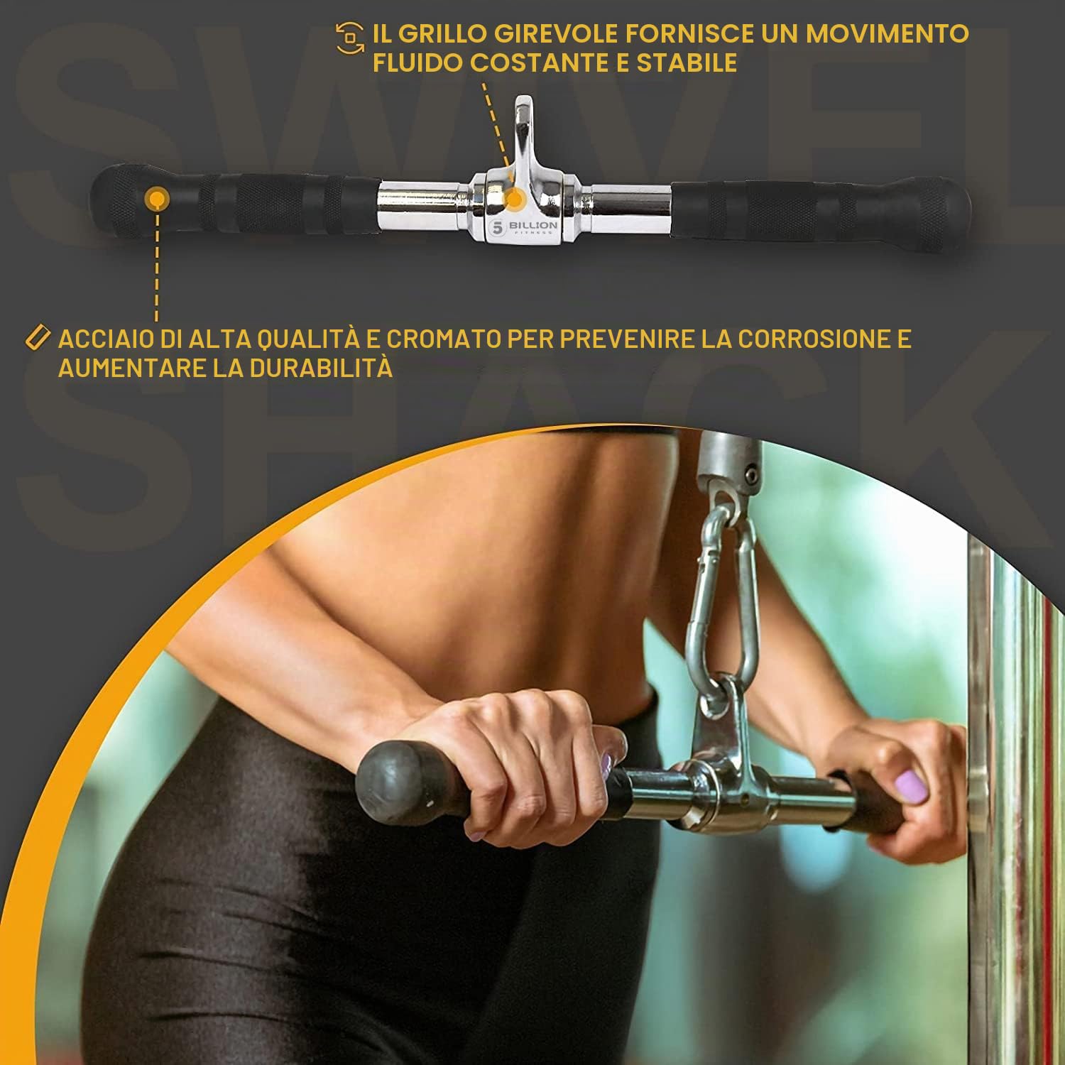 Premere Il Cavo per Tricipiti, Accessori per Il Peso, Impugnatura a con Rotazione, Tricipiti, Set Fitness, in Acciaio Massiccio