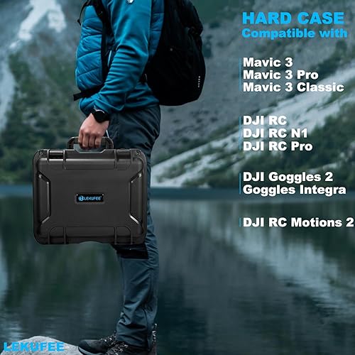 Miniatura 7 de Lekufee Funda de transporte impermeable para Mavic 3 Pro/Classic/Combo - DJI RC Pro/RC 2/N1/N2/Gafas 2/3/Integra/Motion 2/3 y accesorios (solo funda)