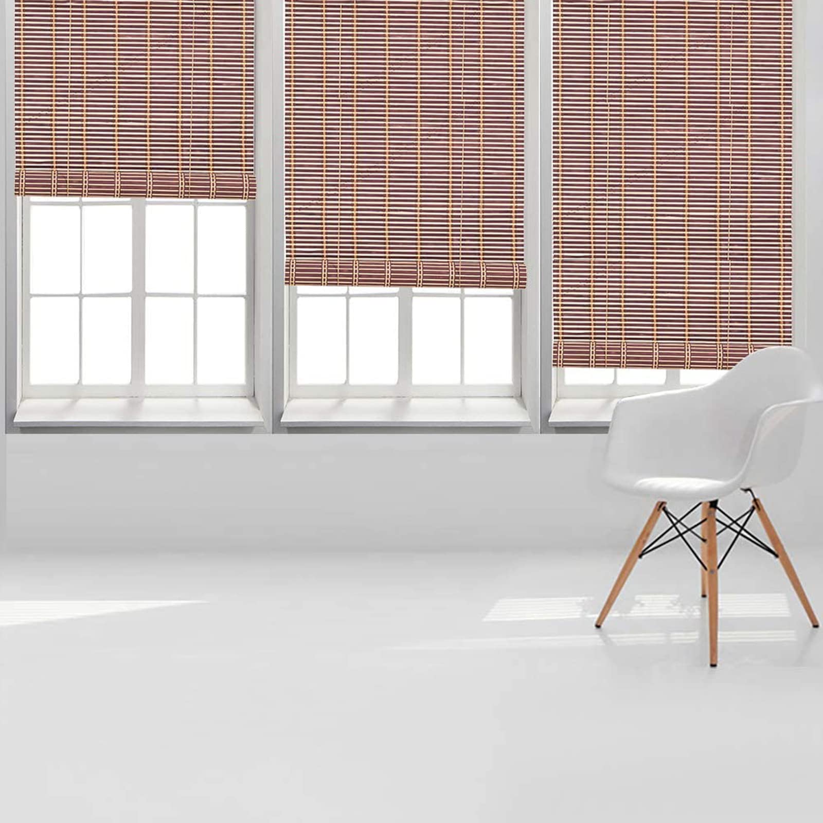Retro Bambus Rollo Jalousine Bambusrollo,Natur Lichtfilter-Sichtschutz-Raffrollo-Holzrollo,Sonnenschutz und Sichtschutz Rollo Seitenzugrollo Für Fenster und Türen,Anpassbar (100x200cm/39x79in)