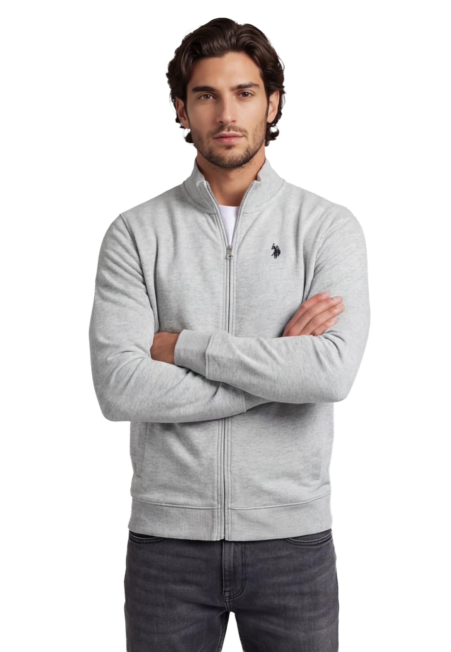 U.S. POLO ASSN. Herren Sweatjacke (S-XXL) mit Stehkragen, Reißverschluss, Eingrifftaschen und Leichter Fütterung P020