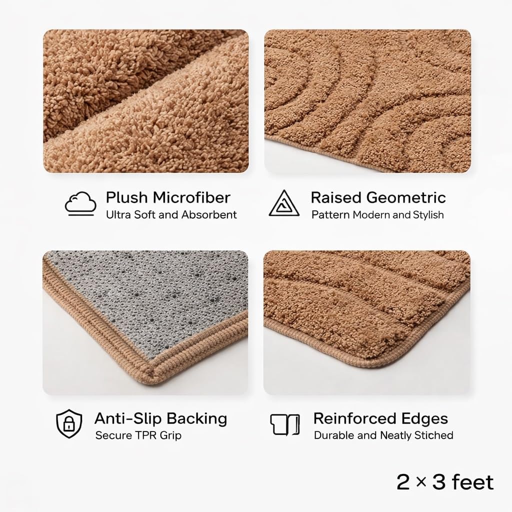 Modern Bathroom Mat Set Soft and Plush Bath Rugs for Bathroom Comfortable and Durable Bathmats Stylish Design for Bathroom