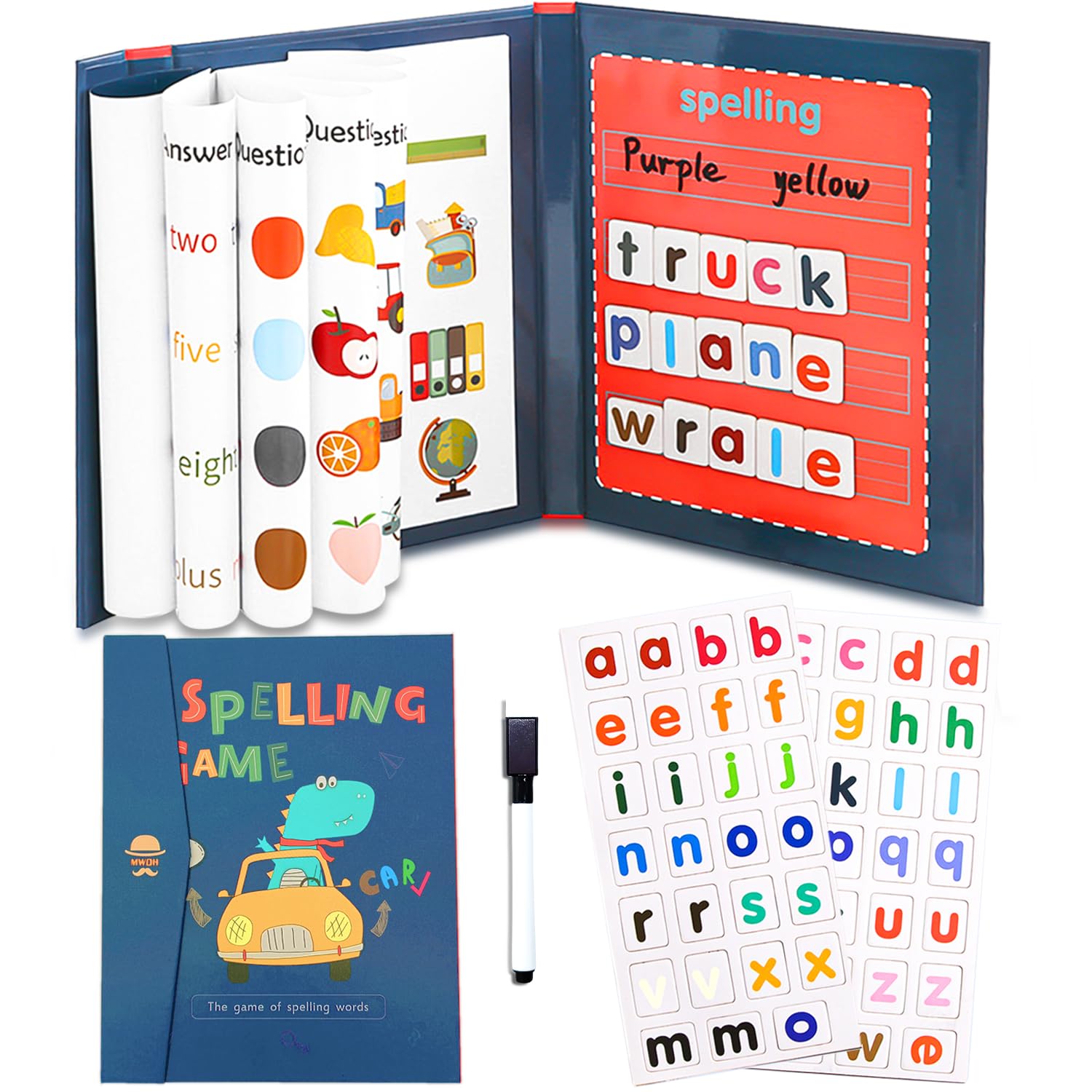 Alphabet Educational Games Kids 3 4 5 6 Years Old Letters Toys Kids Gift Games to Learn to Read Scrabble Spelling Montessori ABC for Fridge Christmas Birthday Gift