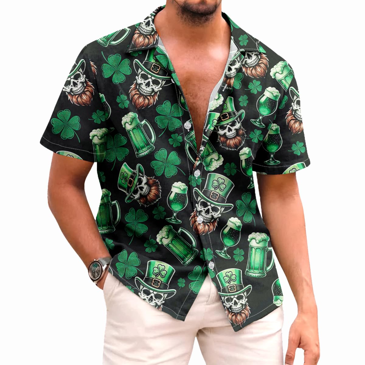 Corkifux Mens Hawaiian Shirt Funny Holidays Vacation Party Button Down Short Sleeve Shirts