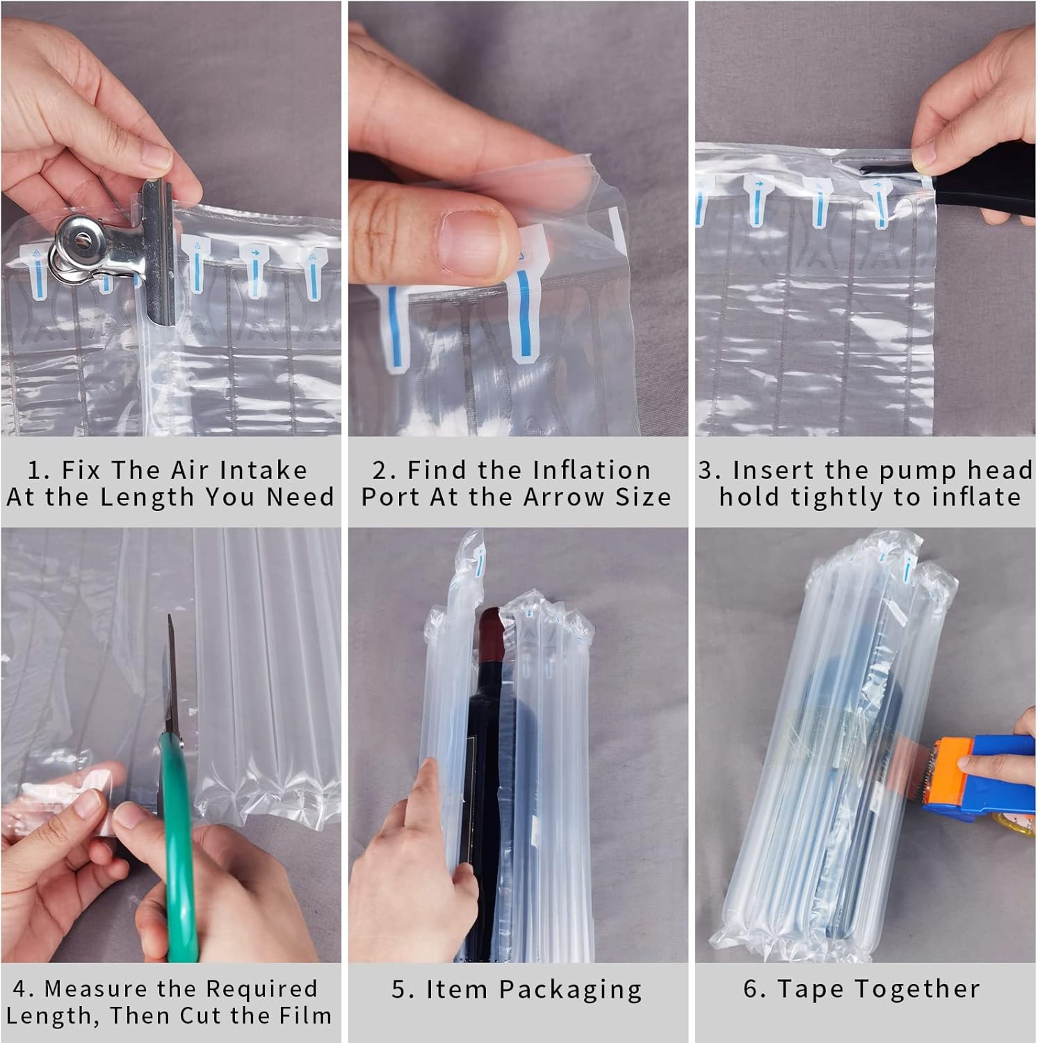 Inflatable Bubble Wrap Roll,19.7 inch x165 Feet, Inflatable Air Pillow Column Wrap for Packaging Moving Shipping Delivering,Inflatable Air Column Bubble Bag Wine Bottle Protector with Free Pump