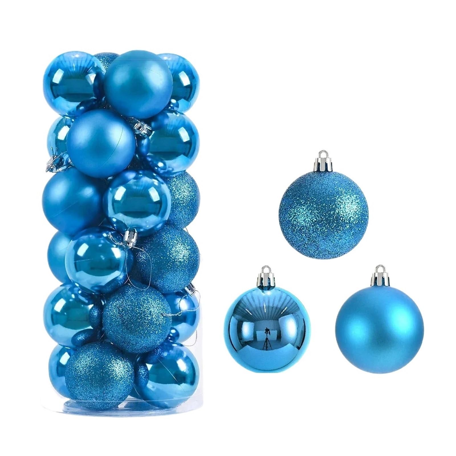 Weihnachtskugeln 24 Stücke 3/4/6 cm Weihnachtskugeln Große Kugel Weihnachtsbaum Anhänger Ornamente for Neujahr Party Dekor Geschenke Zubehör(6CM,Blue)