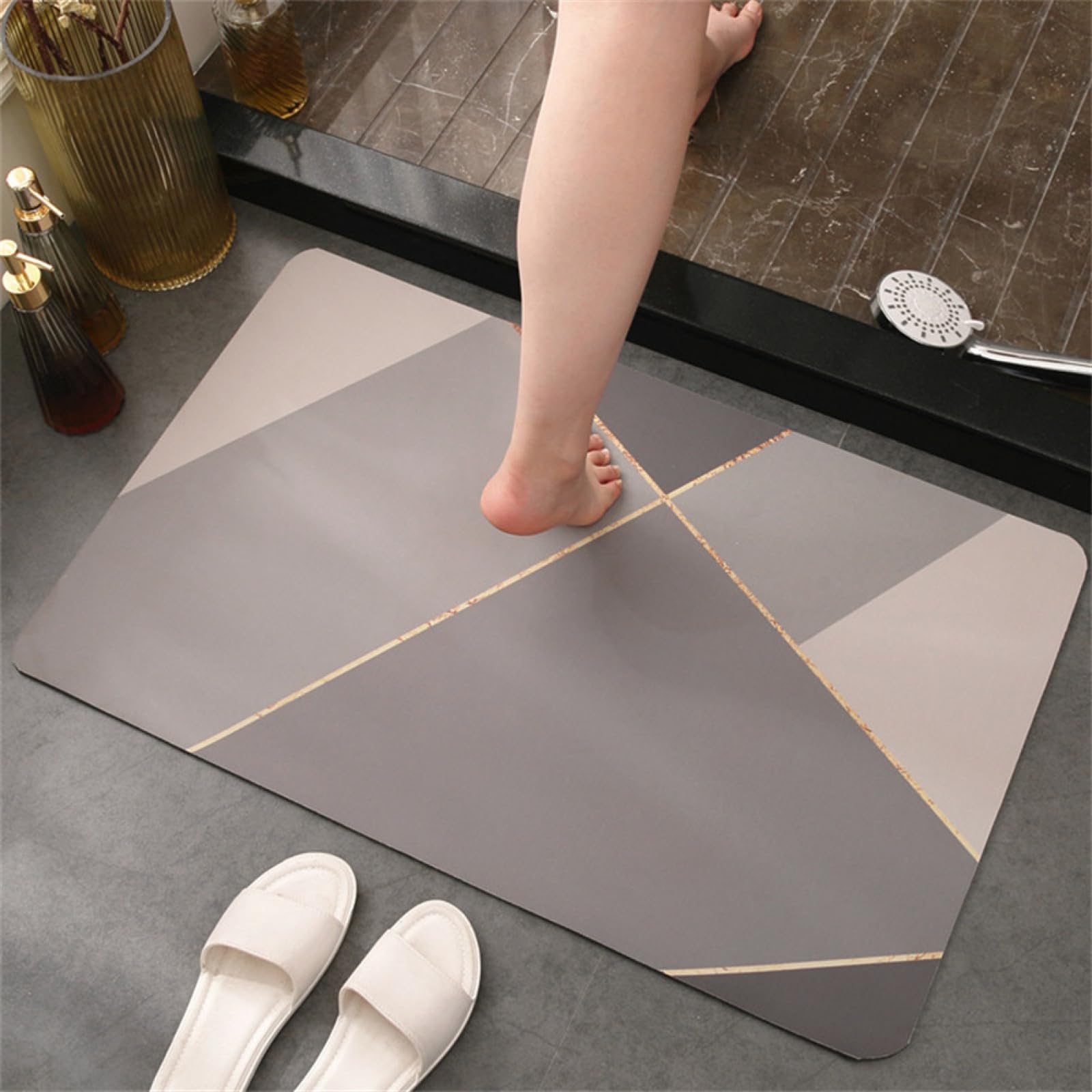 Alfombra de baño absorbente gris 90x120cm antideslizante lavable para ducha y bañera