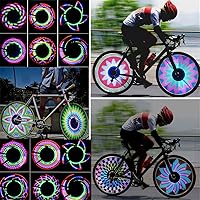 Vista 1 de Yunobi Luces de rueda de bicicleta - Luz de neumático de rueda, 32 patrones atractivos luz de bicicleta de doble pantalla radios luz de conducción