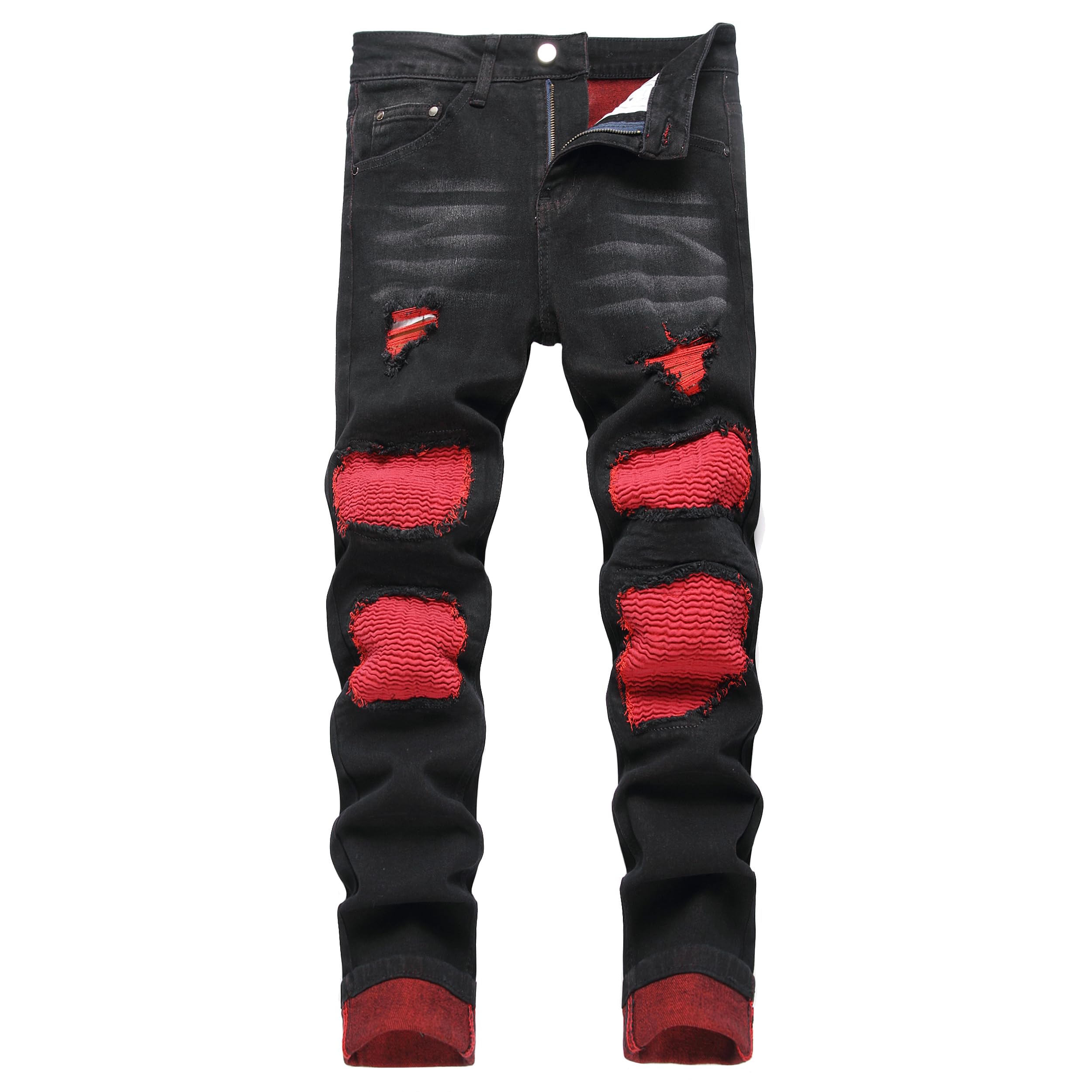 Men's Slim Fit Stretch Jeans Ripped Skinny Jeans for Men, Distressed Straight Leg Fashion Comfort Flex Waist Pants