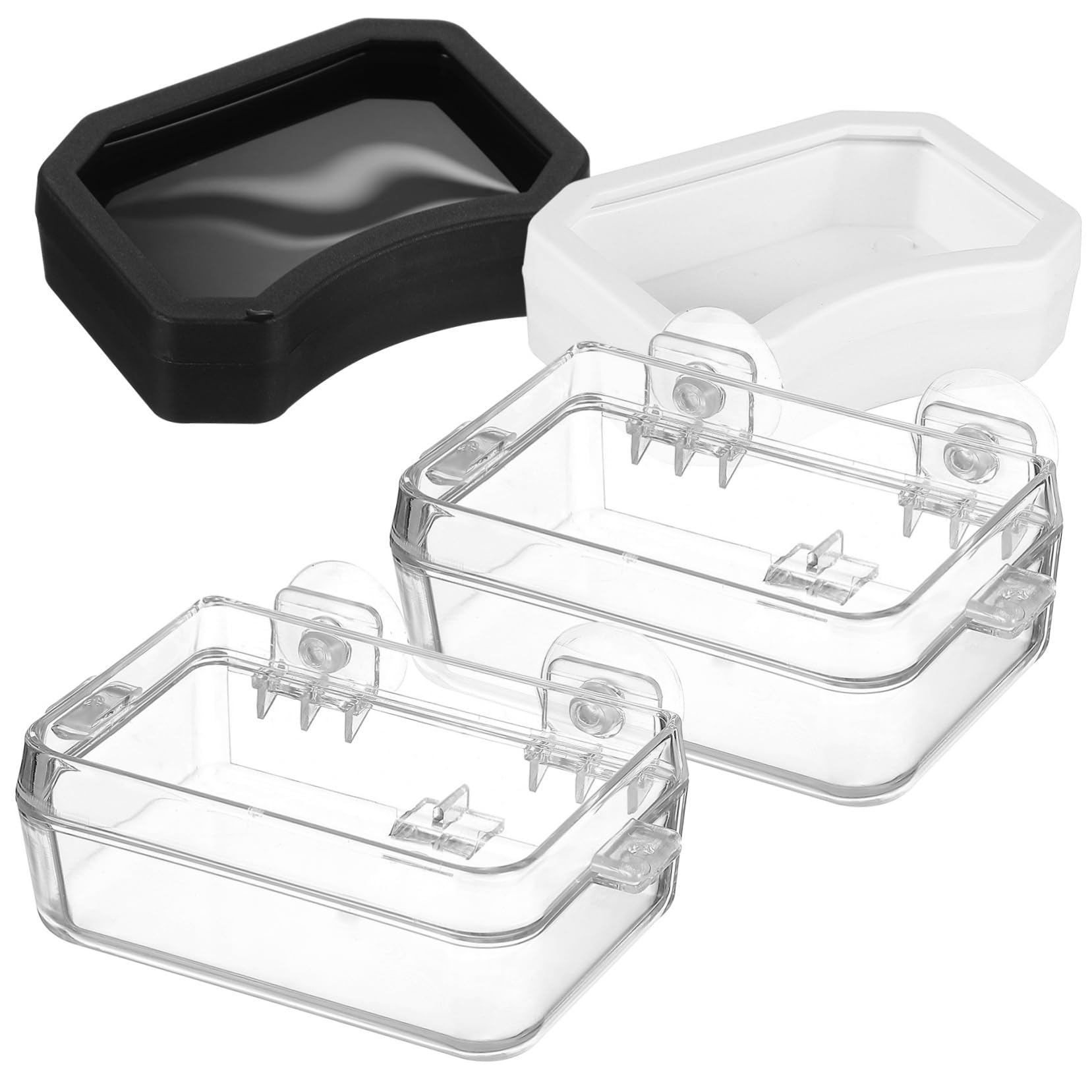 KESYOO 2Pcs Reptile Feeder Bowl Escape Dish with Water Cups for Lizard Bearded Dragon Gecko Transparent for Feeding and Hydration Strong Suction Cup for Smooth