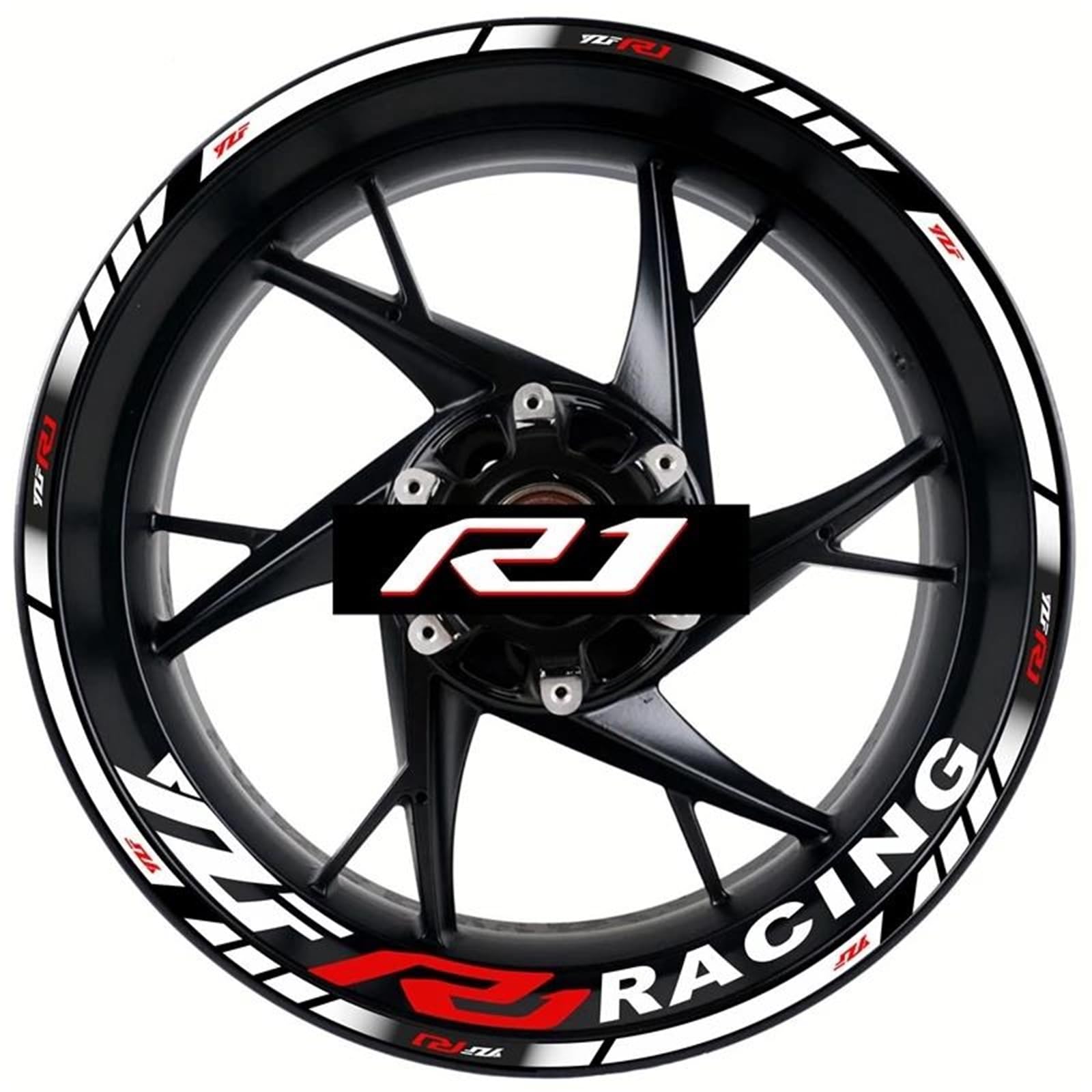 Motorcycle Decal Set Decorative Wheel Hub YZF R1 Rim Reflective Waterproof Sticker for Yamaha YZFR1 Motorbike(Color10)