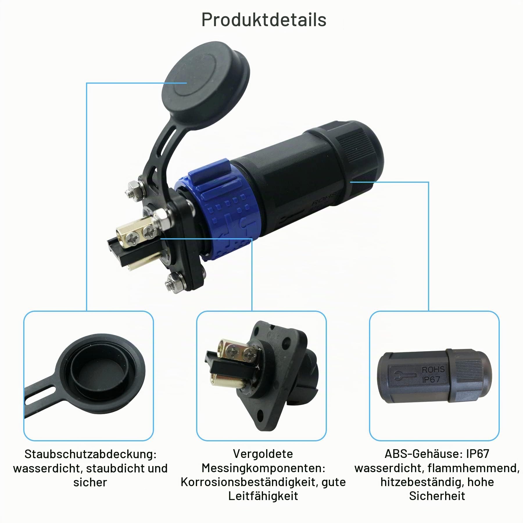 Trolling Motor Stecker Buchse Set, Marine Boot DC Power Connector 12/24/36/48 Volt Wasserdicht für Trolling Motor/Down Rigger/Angelrolle