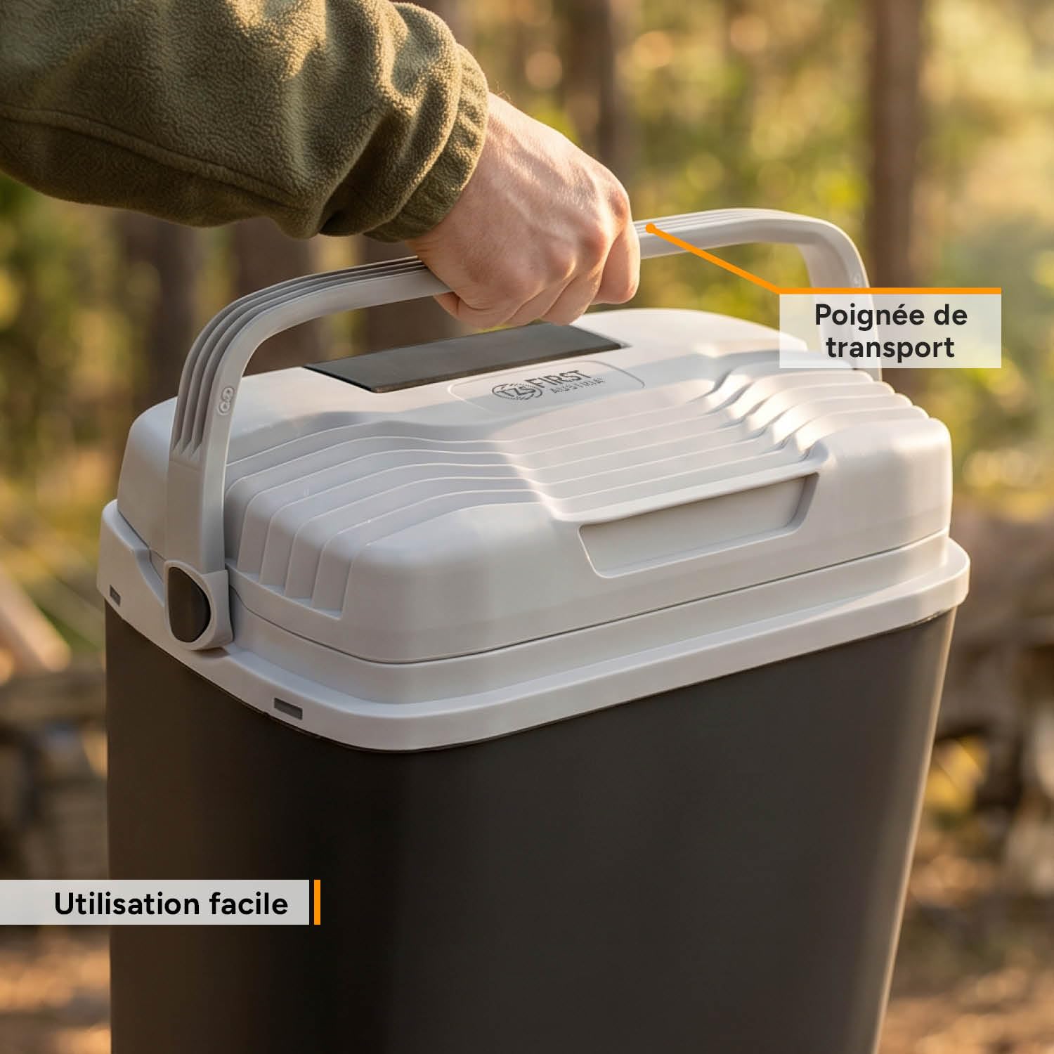 TZS First Austria - Glacière Électrique 24L - Triple Alimentation avec USB-C PD 3.0-52W Froid & Chaud - Auto & Camping - Noir/Gris Clair