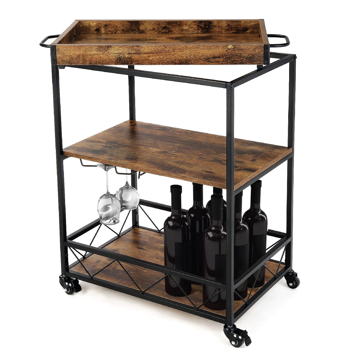 Buy Landia Home Bar Cart for the Home Includes Serving Tray, Wine
