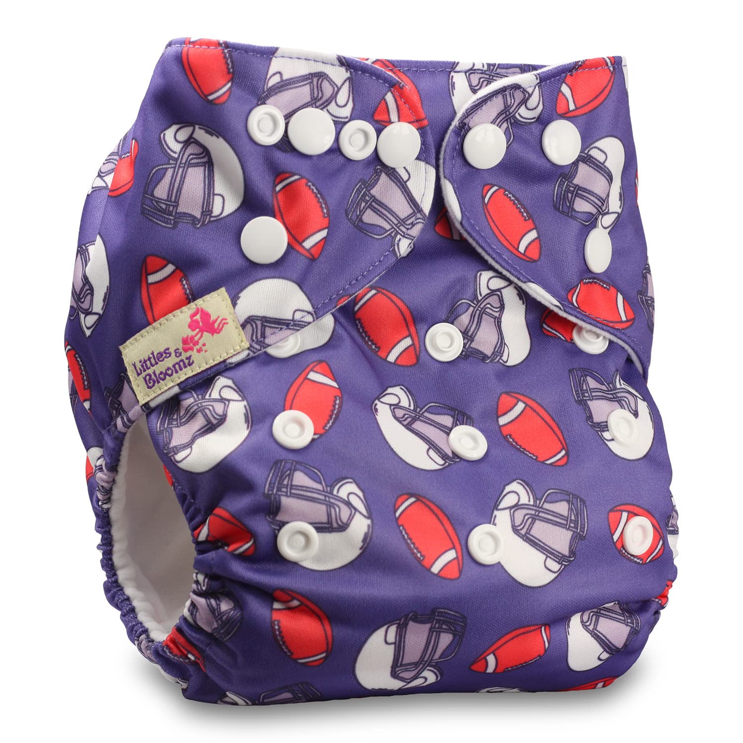 Littles & Bloomz, Reusable Pocket Cloth Nappy, Fastener: Popper, Set of 1, Pattern 4, with 1 Microfibre Insert โ image 1