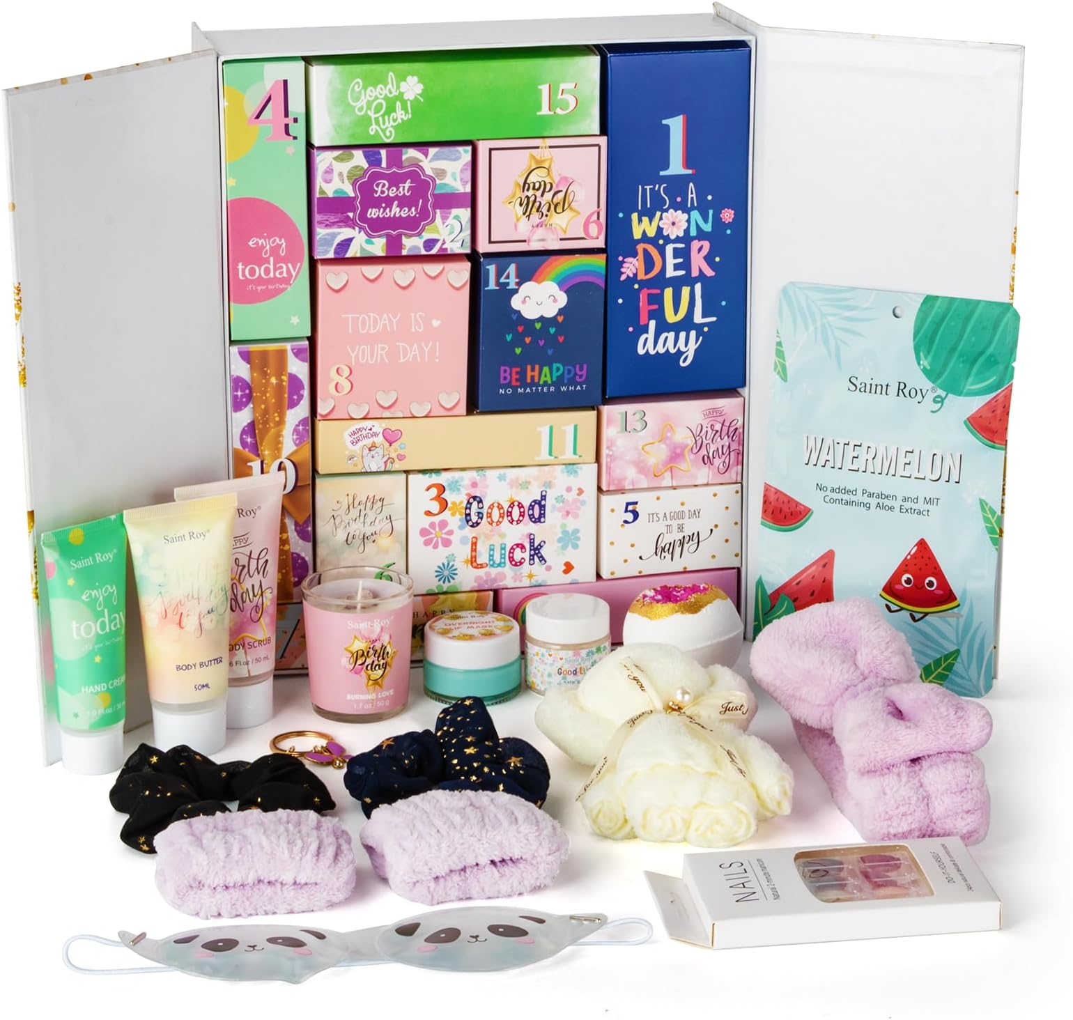 Birthday Gifts for Women, Birthday Spa Gift Basket for Women, Luxury Birthday Spa Gift Box, Rich Bath Essentials, Butter, Candle, Unique Diy Nails Set, Birthday Presents Spa Gift for Mom