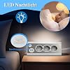 ks multiple socket 3-compartment power strip with usb and led night light table socket stateless steel front panel corner socket surge protection power strip for kitchen (15m)